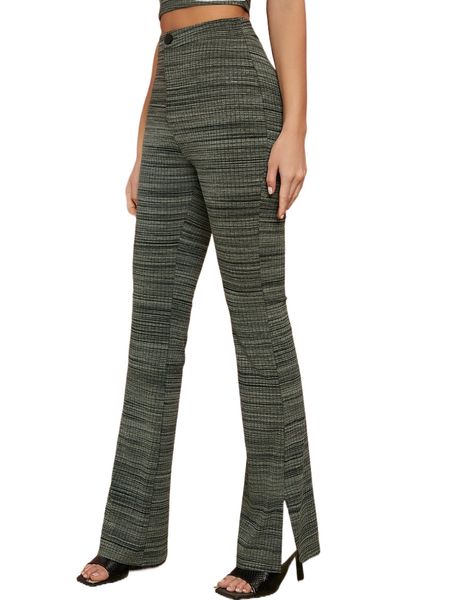 

space dye split hem pants e3po#, Black;white