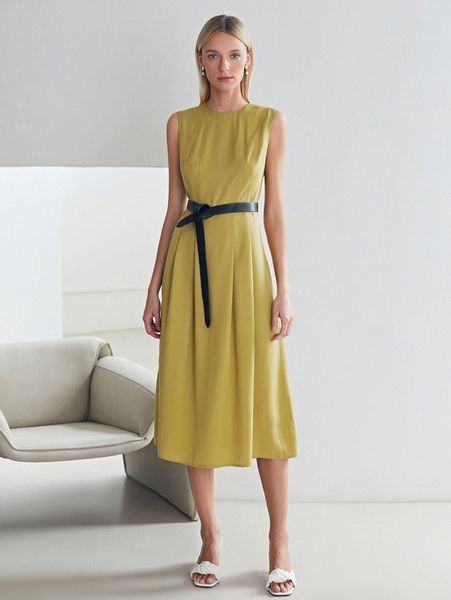 

motf premium lyocell press crease dress without belt p9sd#, Black;gray