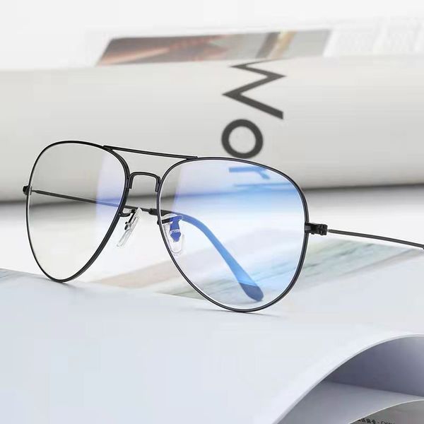 

2022 sunglasses disc women's anti-blu-ray glasses fashion brand metal large frame flat myopia glasses students computer reading, White;black