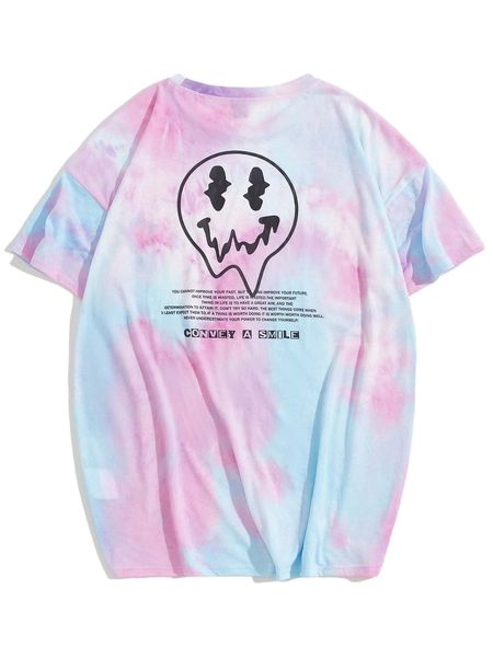 

men tie dye slogan & expression print tee c4ph#, White;black