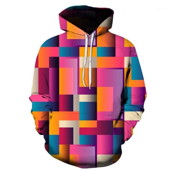 Felpe con cappuccio da uomo Felpe con cappuccio 2022 Autunno Est Uomo Stampa geometrica Felpa con cappuccio tascabile a maniche lunghe digitale 3D Pullover casual da donna