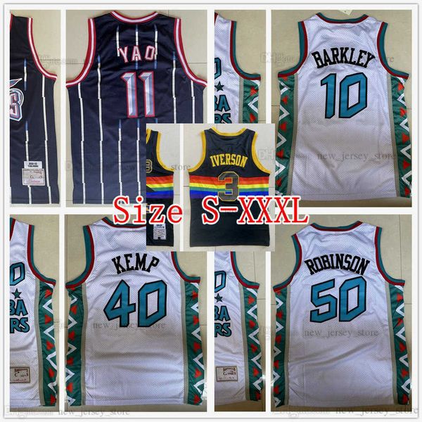

mitchell and ness 1995 all-star basketball shawn 40 kemp jerseys retro white 50 david 10 charles robinson barkley jersey stitched size s-xxx, Black;red