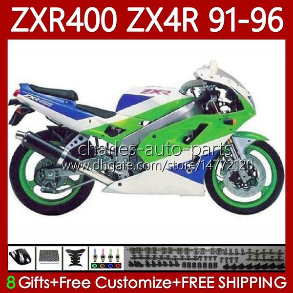 ABS-Karosserien für KAWASAKI NINJA Grün blau weiß ZXR 400 CC 400CC 1991 1992 1993 1994 1995 1996 Verkleidung 138Nr. 58 ZX4R ZXR-400 Karosserie ZX 4R ZXR400 91 92 93 94 95 96 Verkleidungsset