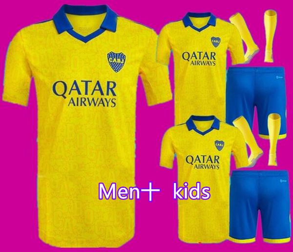 

22 23 boca juniors soccer jersey villa salvio medina away varela third yellow men benedetto salvio camisa de futebol football shirt 20, Black;yellow
