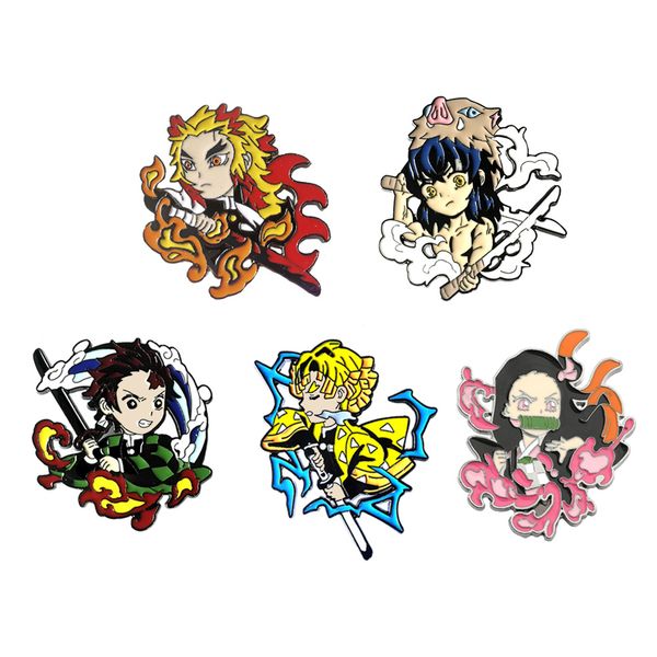 

enamel pin demon slayer cartoon character anime metal enamel pin, Blue