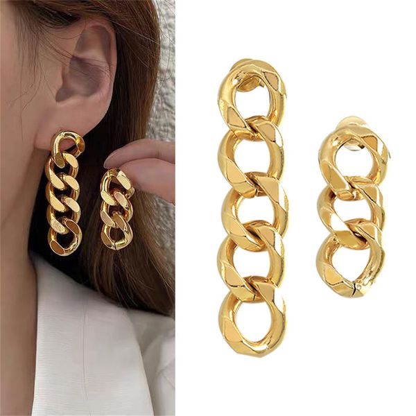

drop designer earring customized for women circle round chain stud earrings christmas gift female gold color personalized korean christmas b, Golden;silver