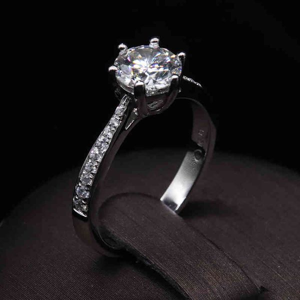 

925 sterling silver moissanite stone jewelry round cut 1ct 2ct 3ct ef color anniversary wedding diamond ring for women, Golden;silver