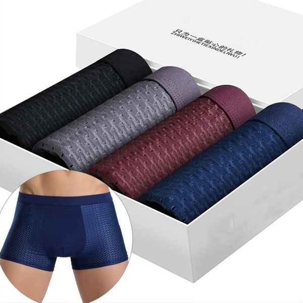 

4pcs mens underwear boxers men boxer underwear boxershort panties man boxeur homme underpants calzoncillos fiber shorts y200415, Black;white
