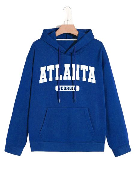 

men letter graphic thermal hoodie 54p2#, Black