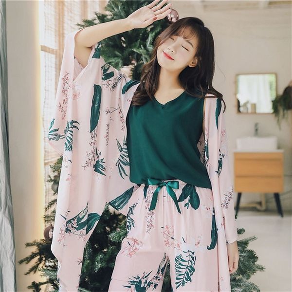 

july s syjjf 4 piece cotton autumn winter women pajamas sets floral printed pajamas set and shorts female night suit set t200707, Black;red