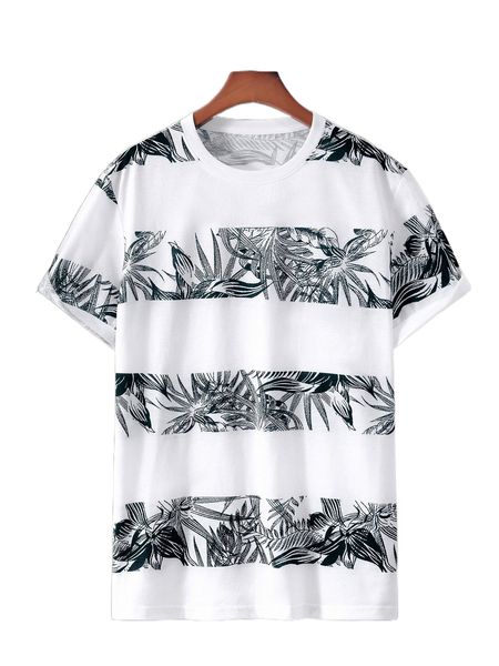 

men tropical print tee r50d#, White;black