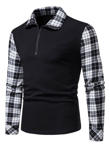 

men plaid print polo shirt r4zv#, White;black