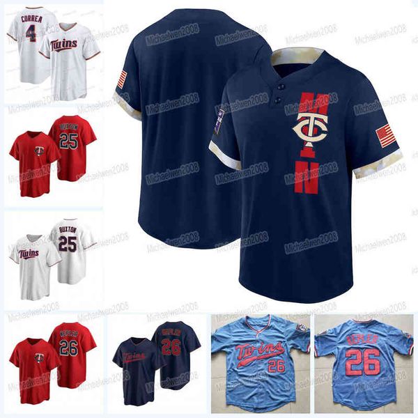 

4 carlos correa 2022 jersey 25 byron buxton miguel sano jose godoy gary sanchez gio urshela derek fisher luis arraez max kepler jorge, Black