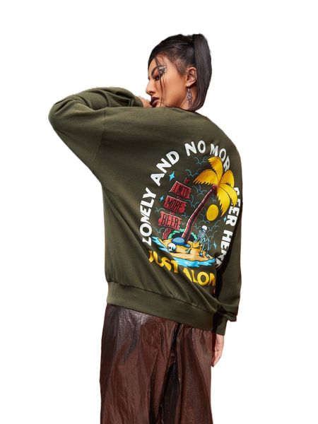 

x nomouthh skeleton & slogan graphic drop shoulder sweatshirt j4ro#, Black