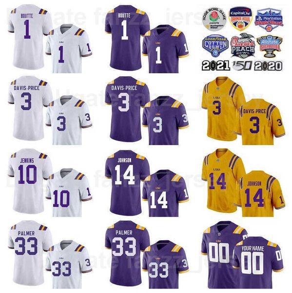 

ncaa college lsu tigers jerseys football 3 tyrion davis-price 14 max johnson 1 kayshon boutte 33 trey palmer 18 damone clark 10 jaray jenkin, Black