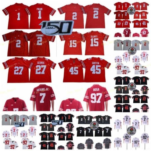 

ohio state buckeyes football 1 justin fields 2 chase young jk dobbins 7 dwayne haskins jr 97 nick bosa 15 elliott ncaa osu 150th j212y, Black