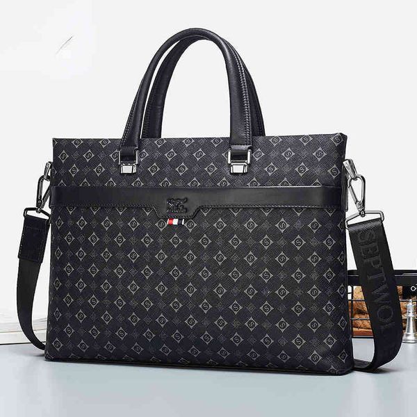 

new embossed briefcase men's business men's simple handbag one shoulder messenger bag youth leather bag computer bag fashion 22071