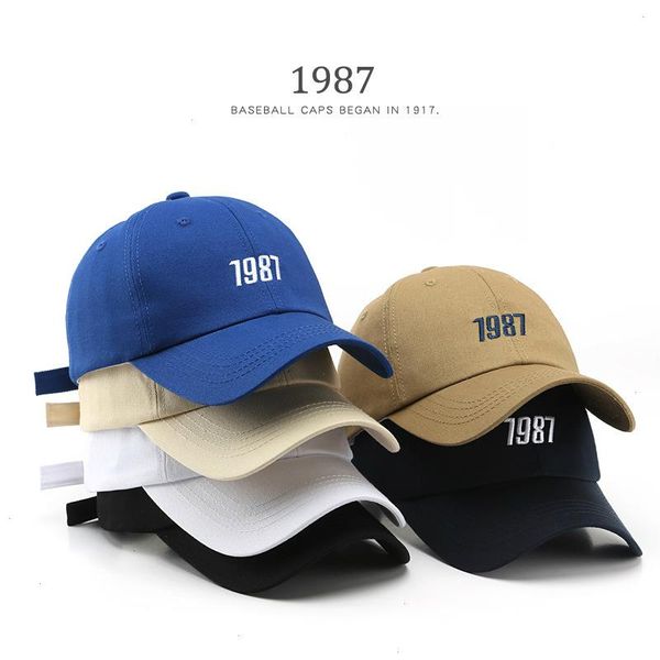 

fashion baseball cap for women and men cotton snapback spring summer sun hats 1987 embroidery caps dad, Blue;gray
