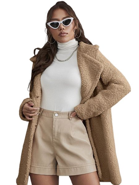 

lapel neck teddy coat a6en#, Black