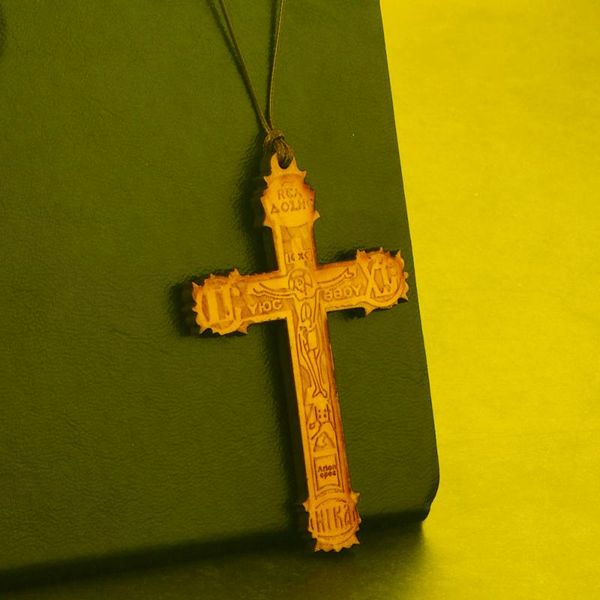 Подвесные ожерелья Большой деревянный религиозный ортодоксальный ожерелье по кроссту