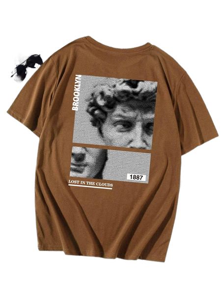 

men letter & figure graphic tee 06hz#, White;black