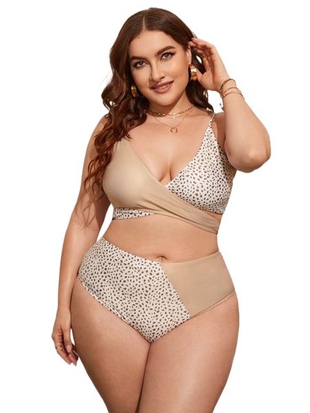 

plus dalmatian wrap bikini swimsuit x24m#, White;black