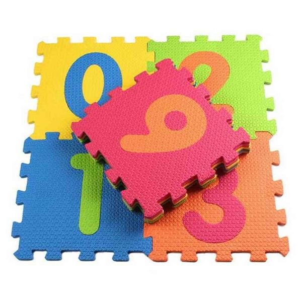 10pcs/conjunto EVA Puzzle digital infantil Carpet bebê rastejante Play Mat Floor Fomar WJ275 210402