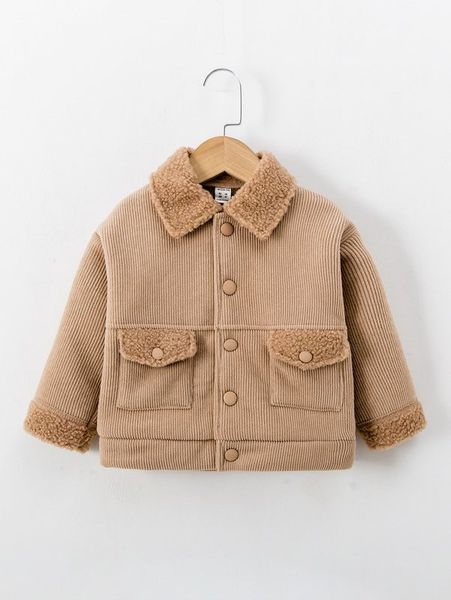 

toddler boys flap pocket teddy lined corduroy jacket she, Blue;gray