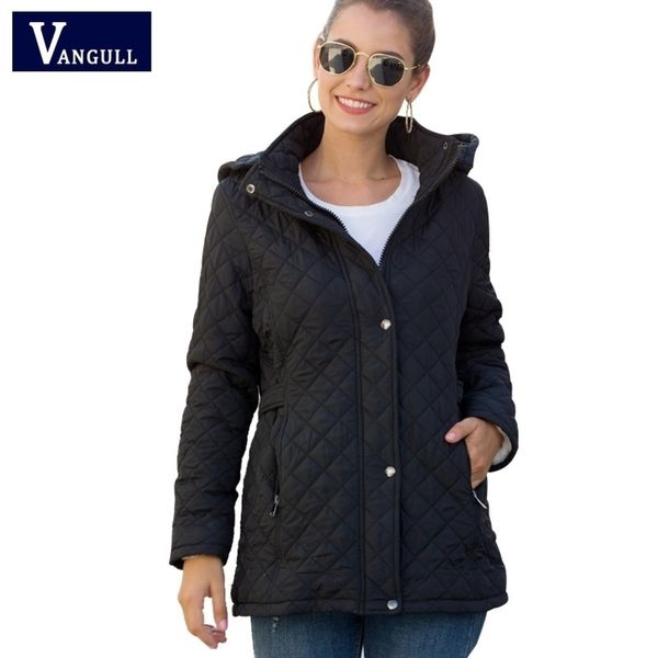 

vangull winter cotton long parkas basic jackets female women winter plus velvet lamb hooded coats autumn jacket outwear y201012, Black