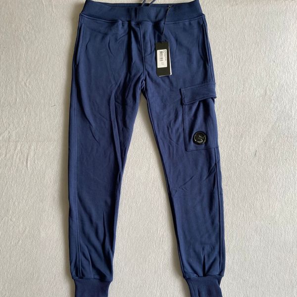 Calça de moletom casual masculina CP de algodão com lentes diagonais cintura elástica com bolso