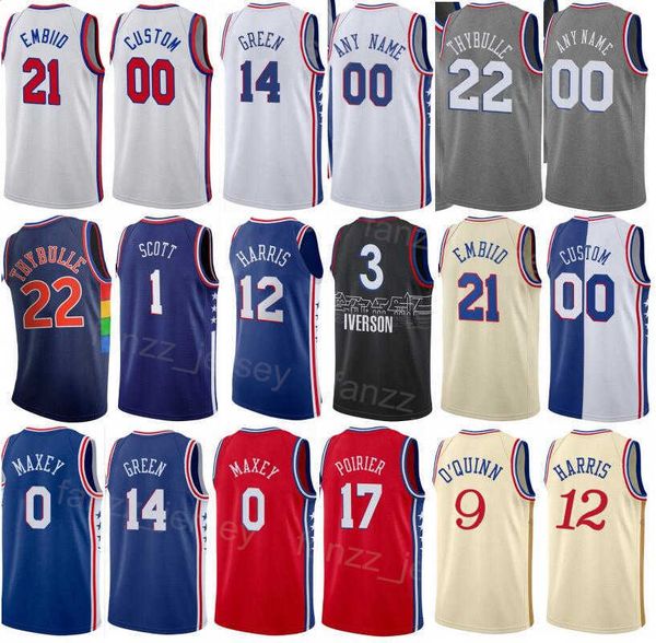 

draft pick screen printed basketball deanthony melton jersey david roddy james harden joel embiid paul millsap tobias harris shake milton ma, Black;red