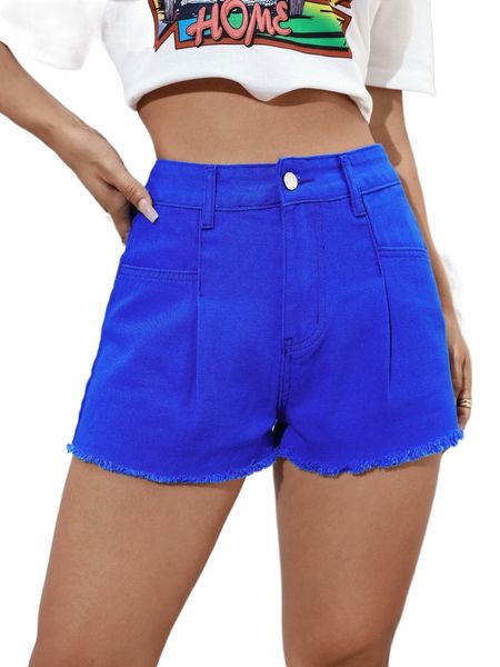 

raw hem high waist denim shorts q5dr#, White;black
