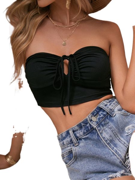 

knot front ruched bust m6mn#, White