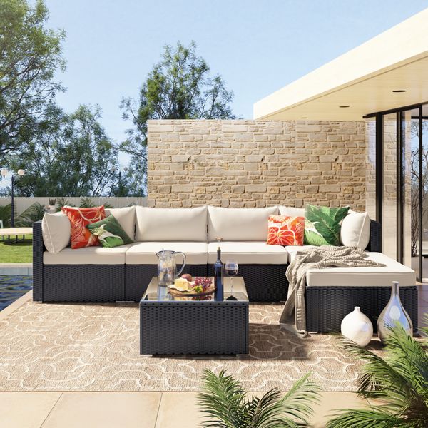 

terrace furniture set corner sofa with thick removable cushions pe rattan wicker