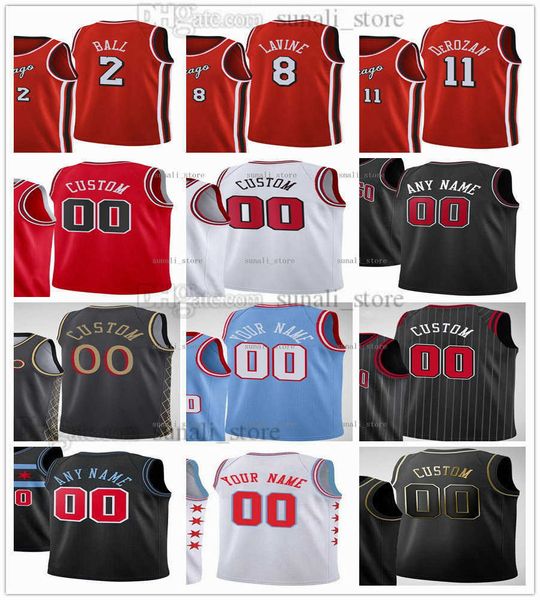 NCAA bedrucktes Basketballtrikot DeMar 11 DeRozan Alex 6 Caruso Lonzo 2 Ball Nikola 9 Vucevic Zach 8 LaVine Patrick 44 Williams Coby 0 White Alize