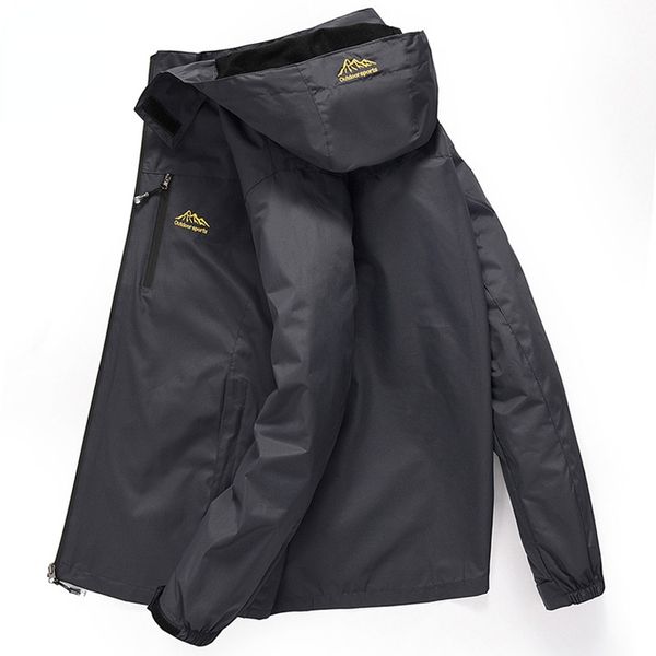

2022 mens casual waterproof hooded hiking jacket spring fall lightweight windbreaker bomber jackets male raincoat windproof coat, Black;brown