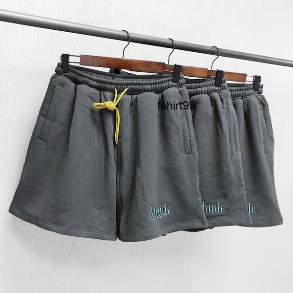 

rhude shorts embroidered letter solid high street casual loose drawstring unisex, White;black