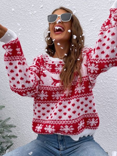 

christmas tree and heart pattern drop shoulder sweater b5b4#, White;black
