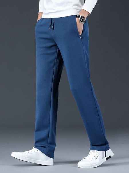 Primavera zip bolsos longos sweatpants homens corredores azul preto cinza esportiva calças retas calças de algodão casual 220713
