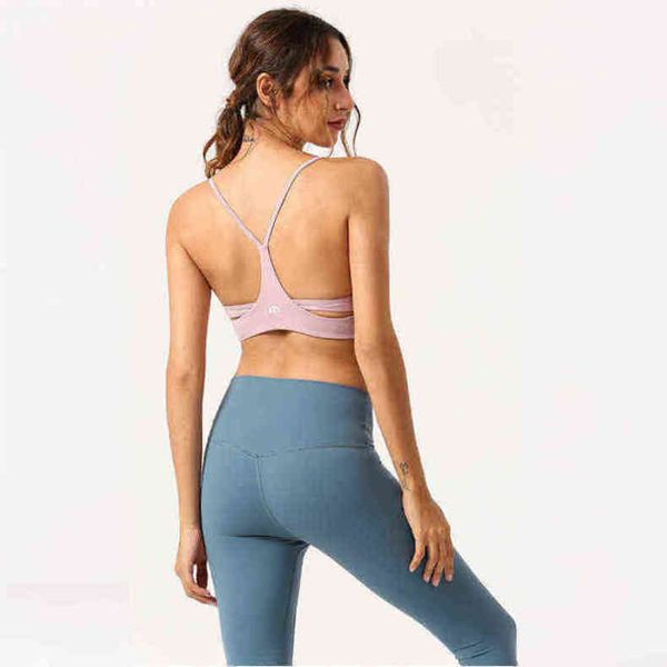 

bras lulu brand thin belt fitness underwear women's beautiful back gathering sports bra no steel ring shockproof high strength yoga ves, Red;black