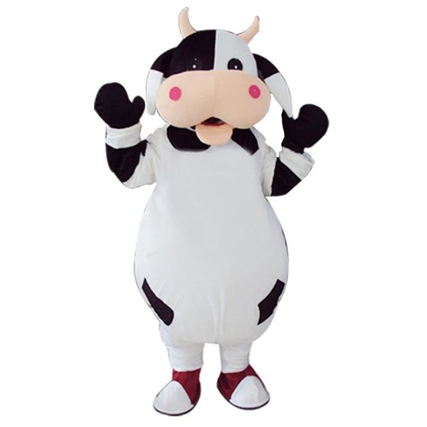 Costume da mascotte di mucca vestito peloso Fursuit OX Milk Party Game Halloween Dress-up Outfit per adulti 1 pz Regali di compleanno