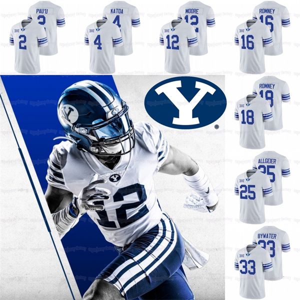 A3740 BYU Cougars Football Jersey College Зак Уилсон Лопини Катоа Тайлер Алгейер Джарен Холл Нил Пука Накуа Пау'у 16 Бэйлор Ромни Бен Байуотер