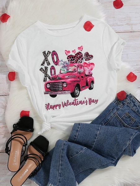 

plus car & slogan graphic tee b7xa#, Black