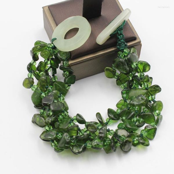 Связанная цепочка ювелирные изделия натуральные 5 пряди свободы зеленый диопсайд хрустальные драгоценные камни Каменный браслет ручной работы для женщин LARS22