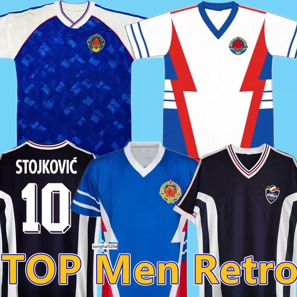 

1990 retro yugoslavia classic soccer jersey 1998 home mijatovic stojkovic stevic maillots de foot mihajlovic savicevic milosevic vintage foo, Black;yellow
