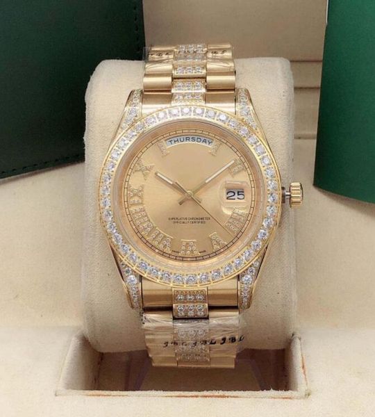 

automatic mechanical watch aaaa quality log type size 41mm hand-inlaid roman diamond waterproof sapphire scratch resistant glass fashion sta, Slivery;brown