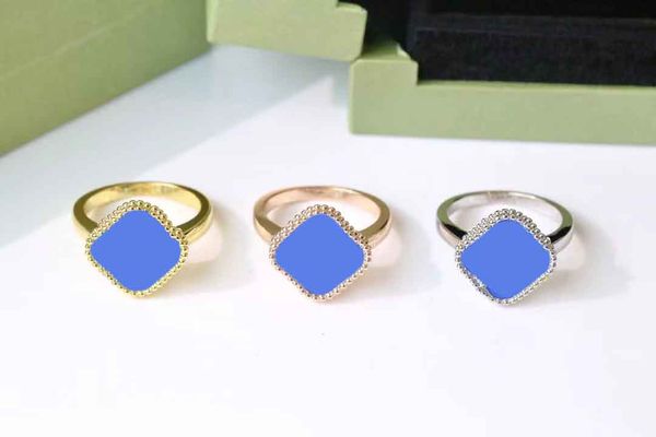 

2022 eternity engagement rings real four leaf clover agate stone wedding ring luxuious designer jewerly fashion women accessories love finge, Slivery;golden