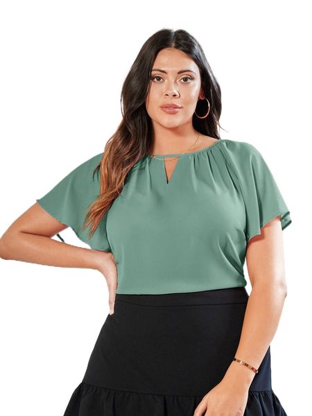 

plus cut out butterfly sleeve blouse w3uk#, Black