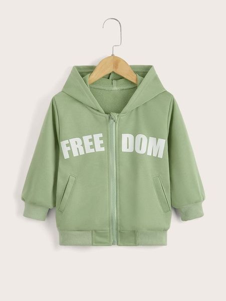 

toddler boys letter graphic zipper up hooded sweatshirt she, Black