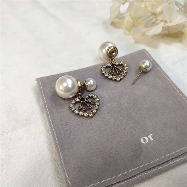 

fine jewellery ornament charm earring 20 new s925 silver needle letter pearl earrings female love diamond tassel temperament earrings, Golden